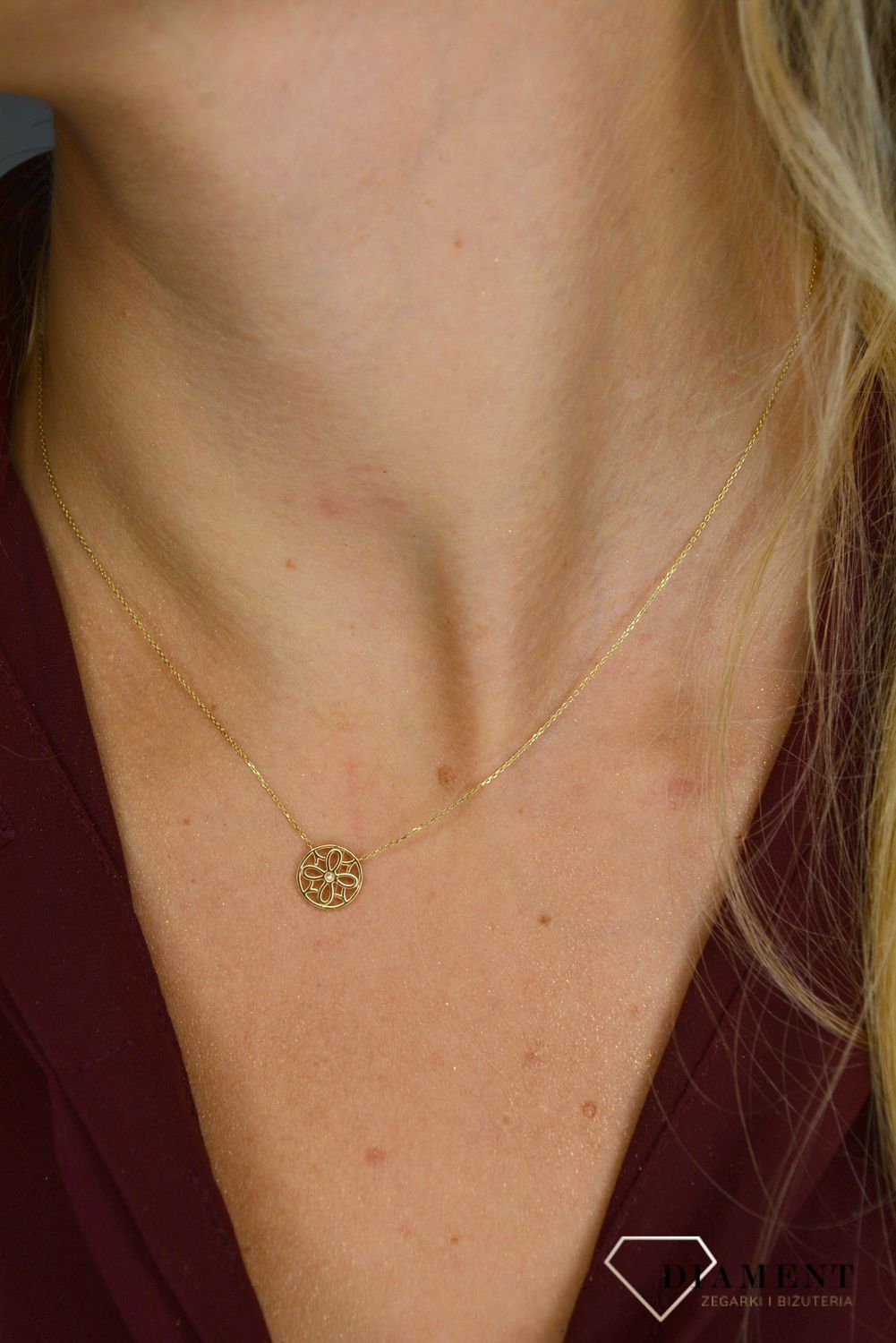 Złoty naszyjnik 'ażurowe kółko z brylantem' 0660073516v.jpg